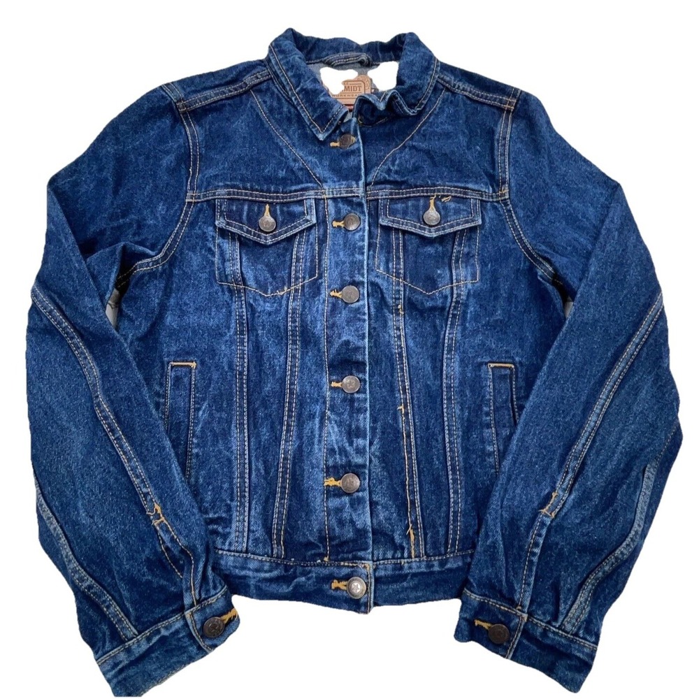 CE Schmidt Denim Jacket Women Medium Blue Jean Biker Trucker Ladies Work Wear